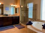 Primary Suite Bathroom with Tub, Walk-in Shower and Double Vanity